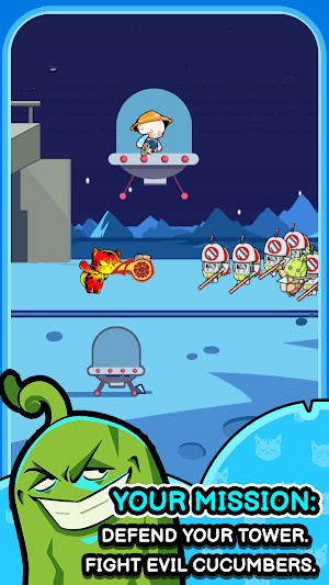 Nhiệm vụ của bạn là phòng thủ tháp, chiến đấu với đám dưa chuột xấu xa