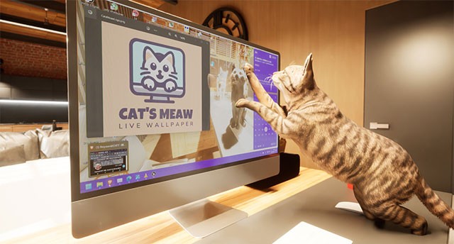 Tương tác với mèo con, chăm sóc và thay đổi trang phục cho boss trong Cat's Meow Live Wallpaper game