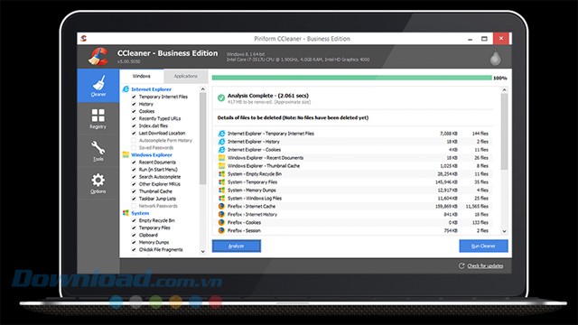 Giao diện chính của ứng dụng dọn dẹp máy tính CCleaner Business Edition dành cho doanh nghiệp