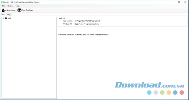 Giao diện chính của ứng dụng bảo mật Certify cho máy tính