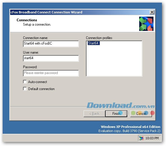 Giao diện chính của cFos Broadband Connect cho máy tính