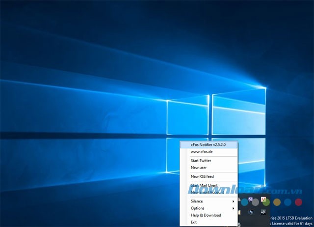 Giao diện chính của ứng dụng cFos Notifier cho máy tính