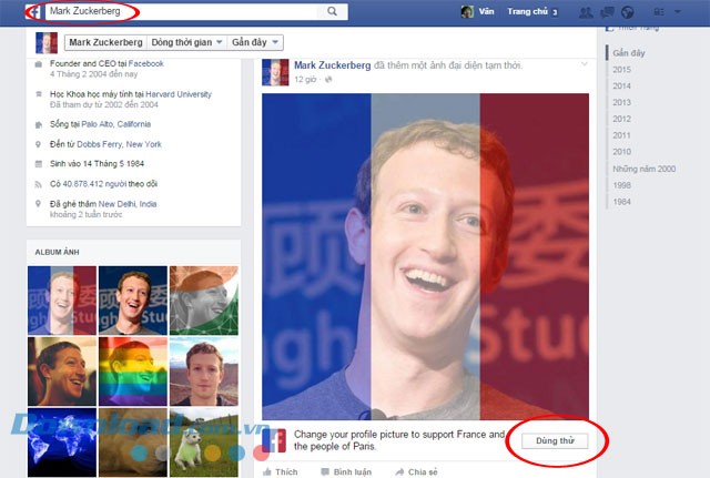 Thay đổi hình đại diện Facebook để ủng hộ Pháp