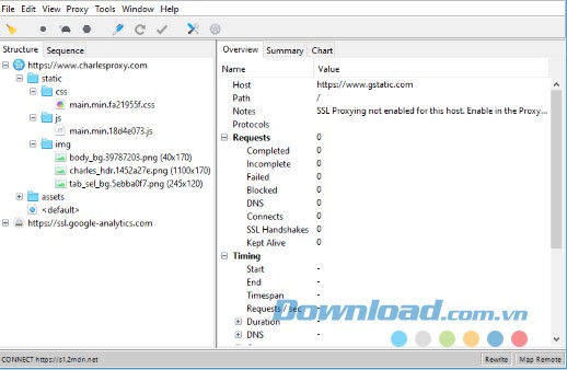 Giao diện gỡ lỗi proxy Charles cho Mac