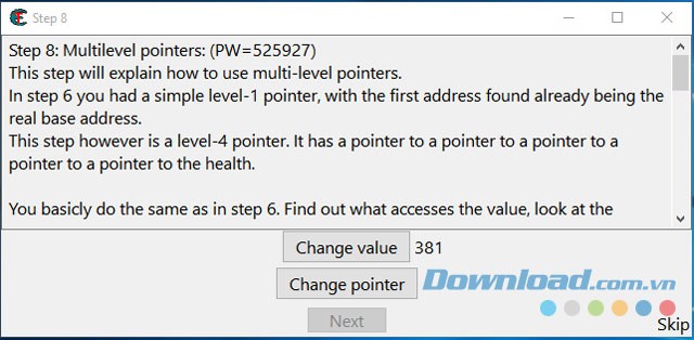 Xem phần hướng dẫn sử dụng công cụ thay đổi thông số game Cheat Engine Portable miễn phí cho máy tính