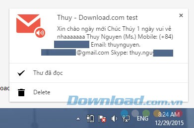 Nhận thông báo ngay trên desktop