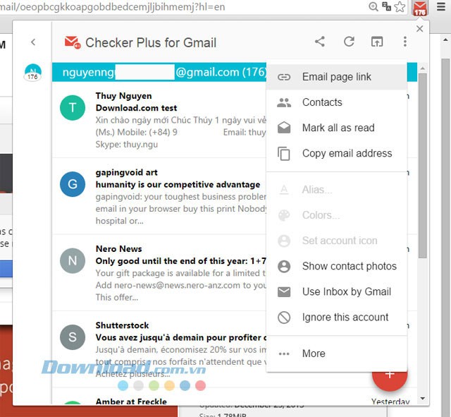 Nhiều thao tác với email trên trình duyệt