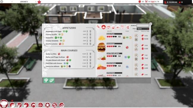 Menu game Chef: A Restaurant Tycoon Game