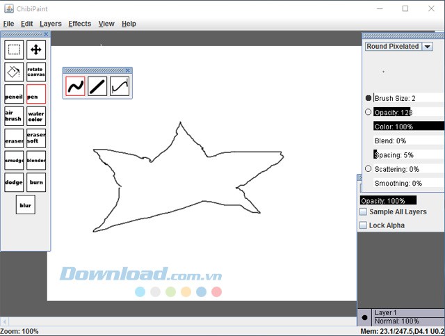 Giao diện của ChibiPaint