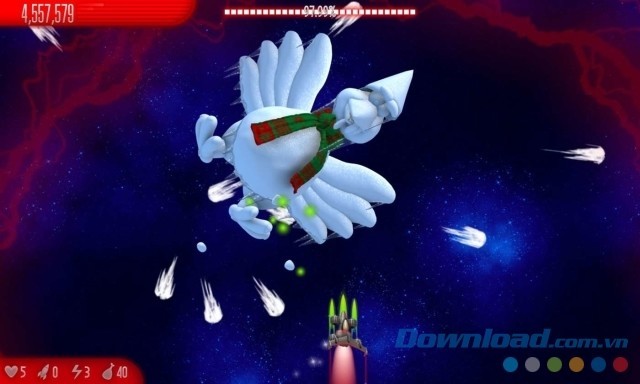 Bắn hạ những tên trùm có ngoại hình khổng lồ trong game bắn gà Chicken Invaders 5: Cluck of the Dark Side Christmas Edition