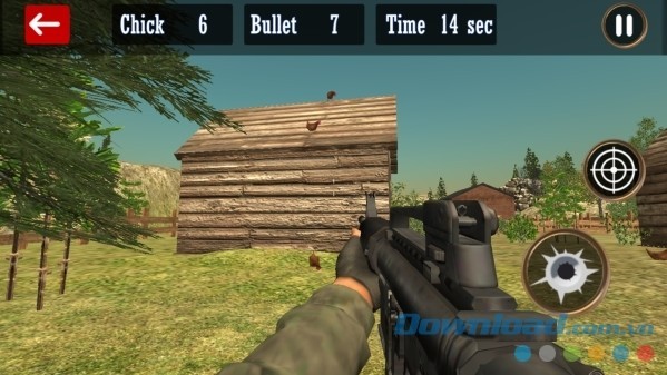 Rèn luyện kỹ năng bắn súng với nhiều loại vũ khí độc đáo trong Chicken Shoot cho Android