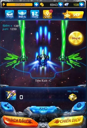 Giao diện game Chiến cơ huyền thoại