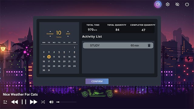 Chill Drive hỗ trợ thống kê hạng mục công việc và thời gian hoàn thành