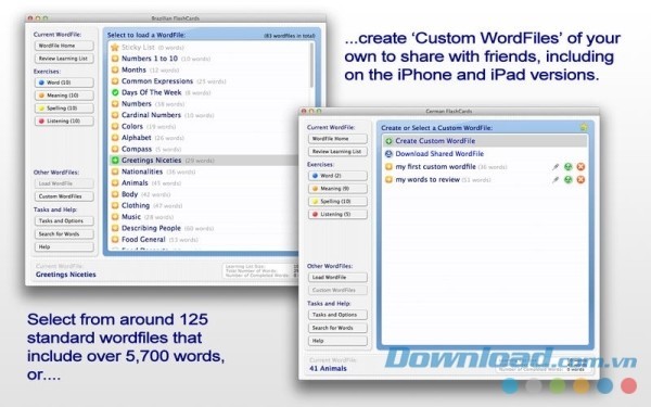 Chinese FlashCards cho Mac cho phép tùy chỉnh linh hoạt WordFile