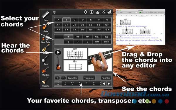 Chords Maestro cho Mac minh họa chi tiết từng hợp âm