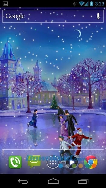 Màn hình chủ sau khi áp dụng Christmas Rink Live Wallpaper