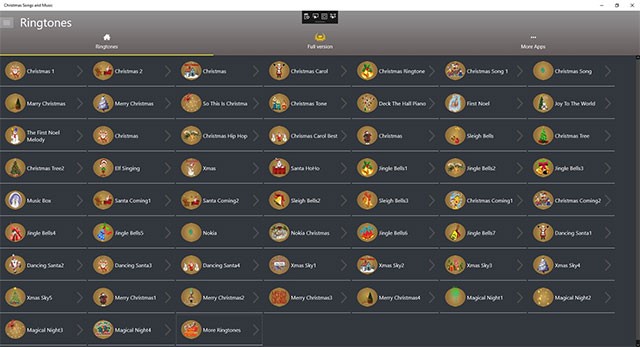 Christmas Songs and Music cung cấp kho bài hát, nhạc chuông Giáng Sinh phong phú