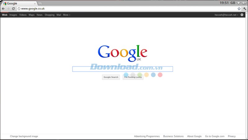 Giao diện ChromiumOS Vanilla khi mở trang Google