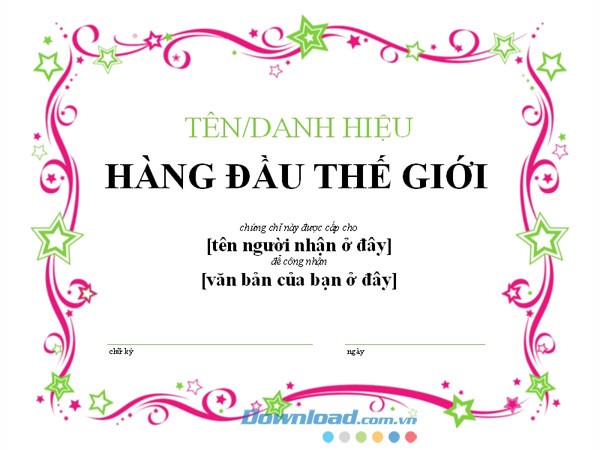 Chứng chỉ hàng đầu thế giới