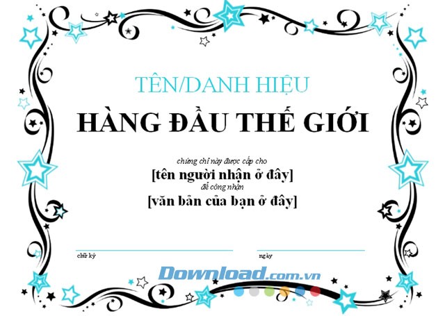 Chứng chỉ hàng đầu thế giới - Màu xanh lam
