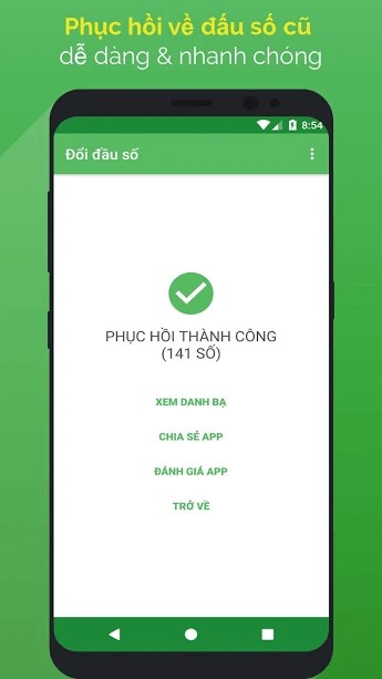 Cho phép phục hồi về đầu số cũ nhanh chóng, dễ dàng