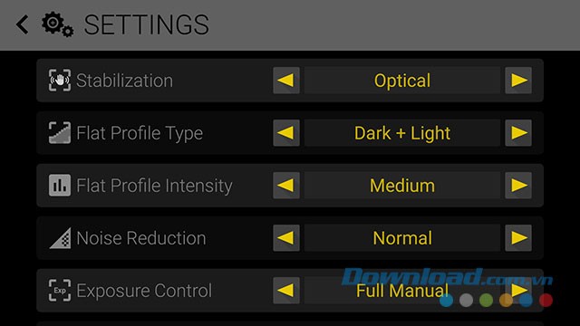 Các lựa chọn trong cài đặt