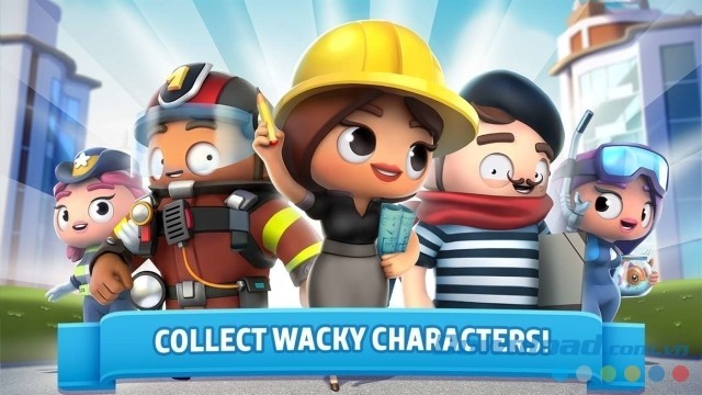 Thu thập các nhân vật độc đáo trong game xây dựng thành phố miễn phí City Mania: Town Building Game cho máy tính & Windows Phone