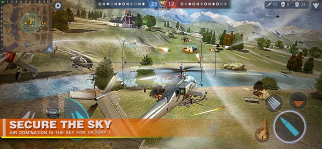 Lái trực thăng chiến đấu, bảo vệ vùng trời của bạn trong Clash of Panzer