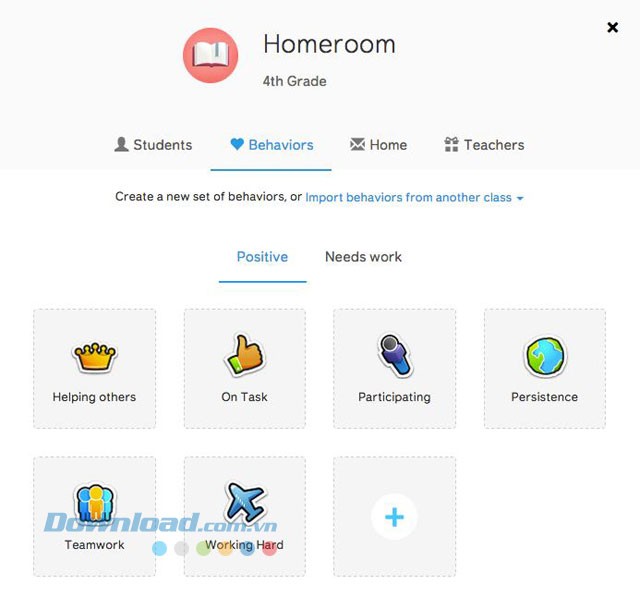 Giao diện lớp học của ứng dụng