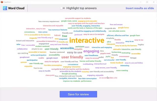 Tính năng Word Cloud từ là hoạt động tương tác rất được yêu thích
