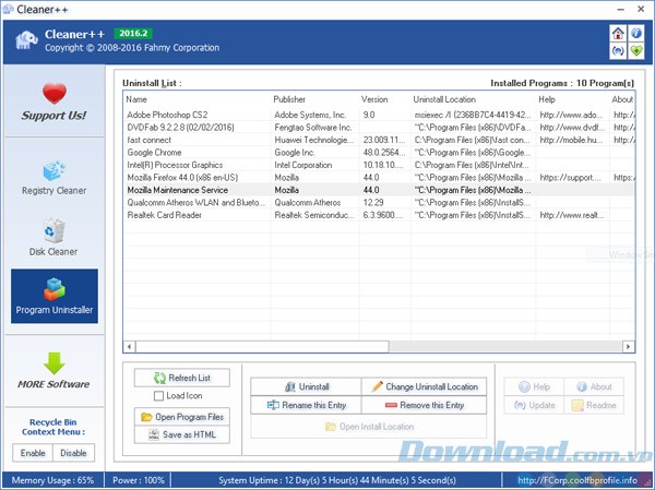 Gỡ cài đặt ứng dụng bằng Cleaner++