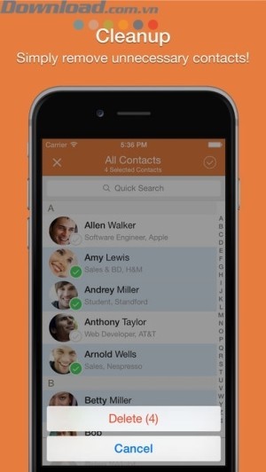 Xóa các liên lạc không cần thiết