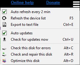 Các tùy chọn khác trong Clear Disk Info