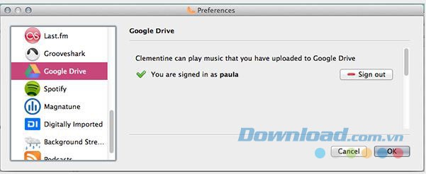 Nghe nhạc từ Google Drive