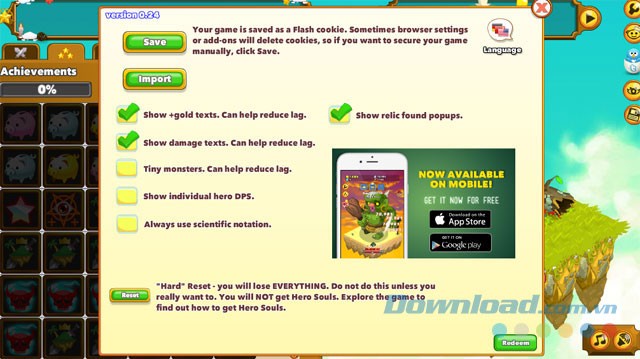 Một số lựa chọn cài đặt