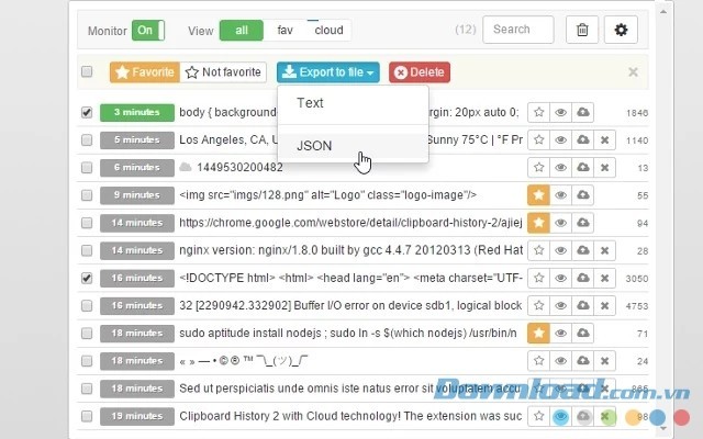 Xuất dữ liệu sao chép trên Clipboard History 2 cho Chrome dễ dàng