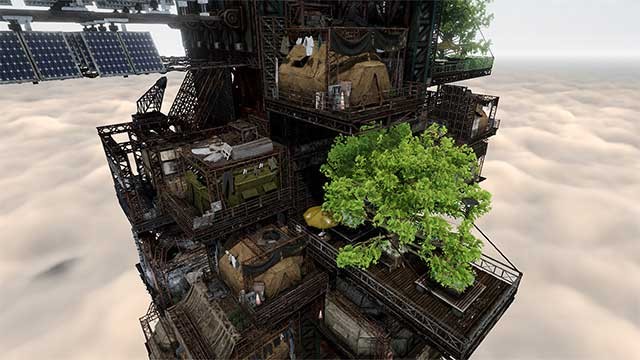 Xây dựng thành phố trên mây trong game sinh tồn Cloud Exiles