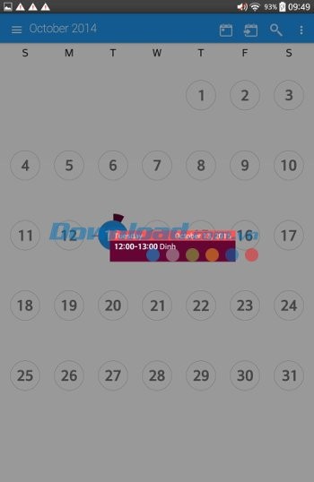 Giao diện xem sự kiện trên CloudCal for Android