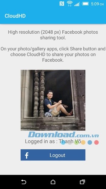 CloudHD liên kết trực tiếp với tài khoản Facebook của bạn