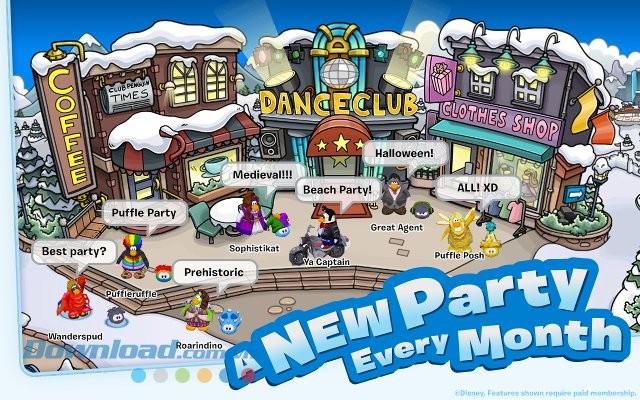 Tham gia các bữa tiệc tưng bừng trong game Club Penguin
