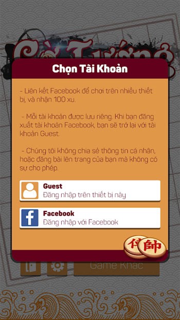 Chọn tài khoản Cờ Tướng Online - Cờ Úp Online