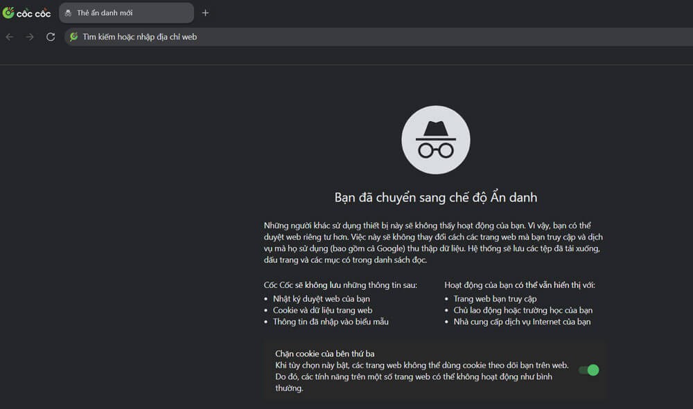 Chế độ ẩn danh trên trình duyệt Cốc Cốc