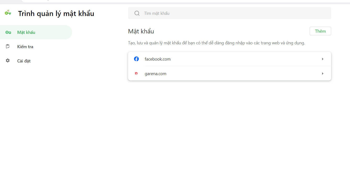 Trình quản lý mật khẩu trên Cốc Cốc