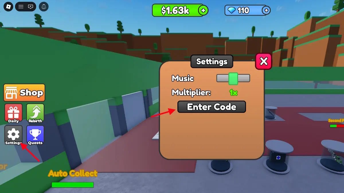 Màn hình đổi code 2 Player Battle Tycoon