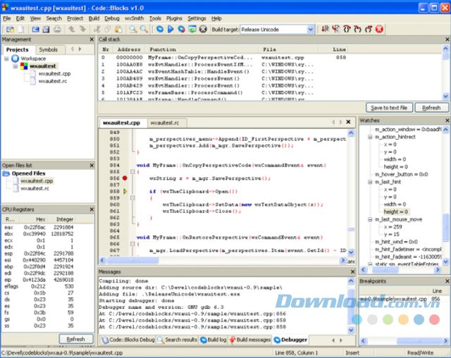 Giao diện Code Blocks