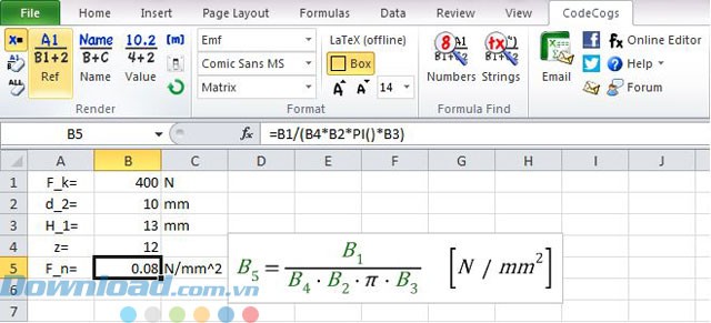 Thêm đơn vị vào công thức