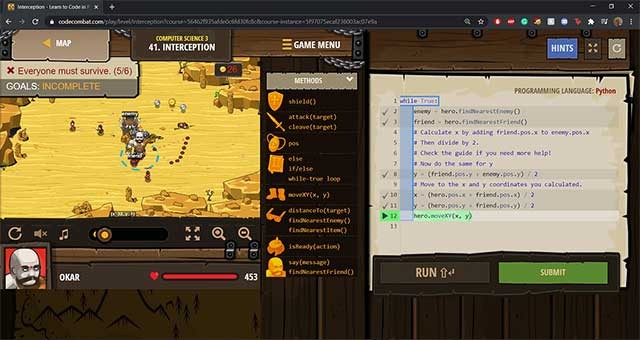 Trang web này giúp bạn quen với việc viết mã cú pháp và gõ các lệnh mã cơ bản