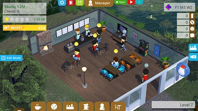 Quản lý tiệm cafe của riêng mình trong game giả lập Coffee Shop Tycoon