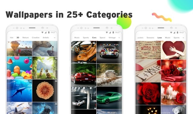 Vô vàn hình nền được chia thành 25 mục theo chủ đề khác nhau