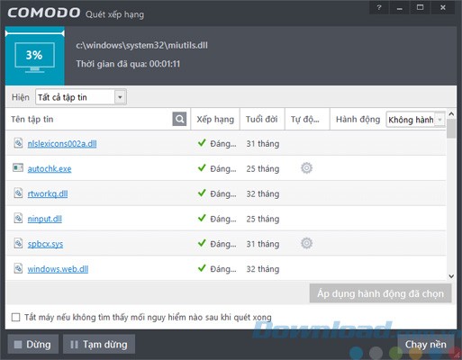 Comodo Firewall quét máy tính